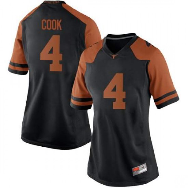 Women Texas Longhorns #4 Anthony Cook Game College Jersey Black